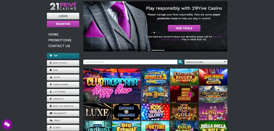 21prive Casino Screenshot