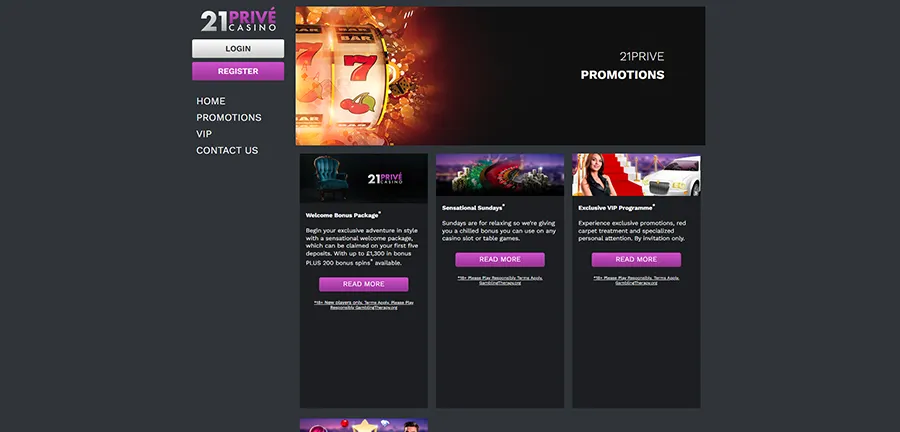 21Prive Casino Bonuses