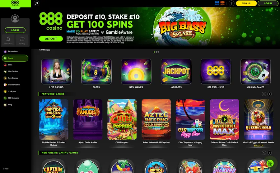 888 Casino main page