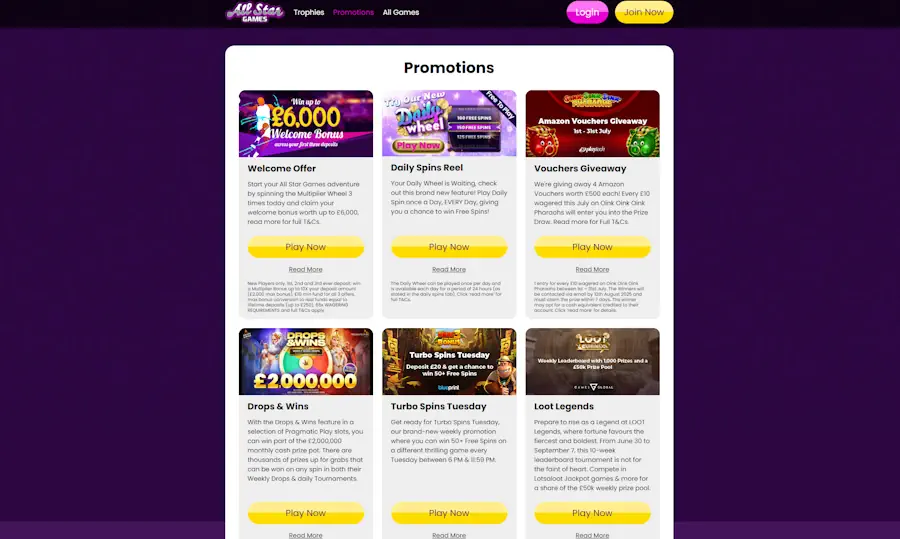All star games casino bonuses