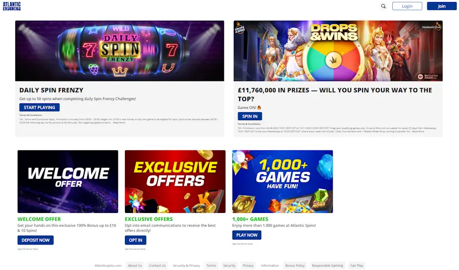 Atlantic Spins Casino bonuses