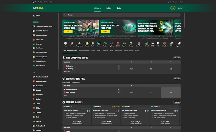 Bet365 Casino main page