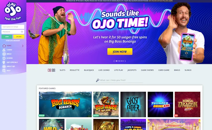 Playojo Casino main page